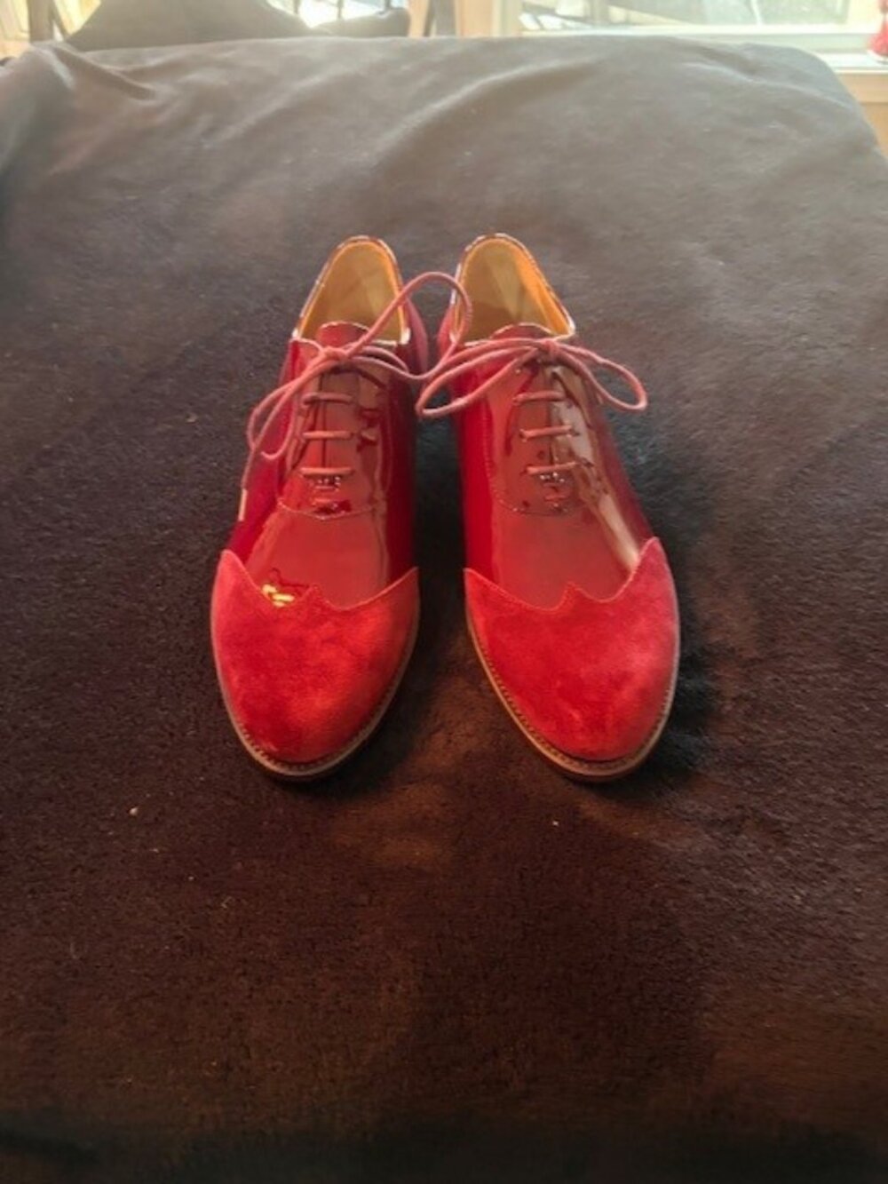 OAS Burgundy Suede and Patent Leather Oxford - Size 41/10 - $400